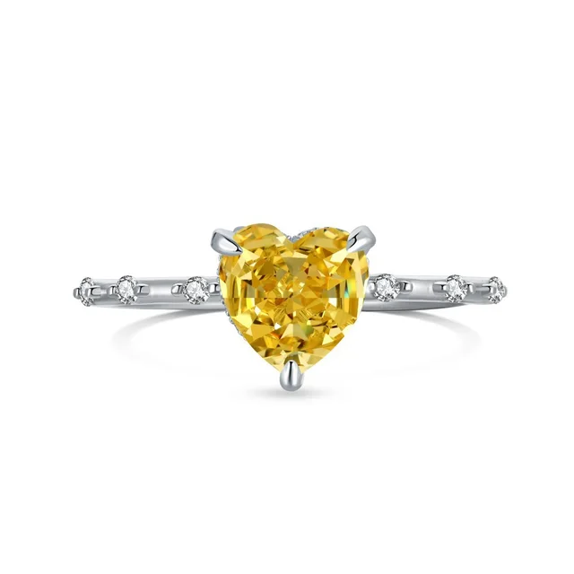 European And American S925 Silver Ring Women's Light Luxury High Sense Platinum Yellow Diamond - Shop at LoveMi