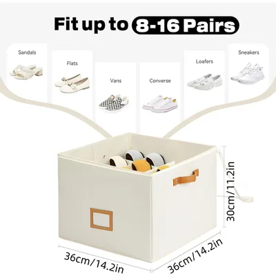 Foldable Visual Shoe Box Multi functional Grid Shoes With Lid Storage Box Beige - Shop at LoveMi