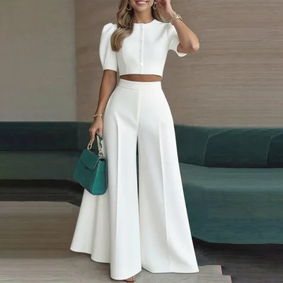 Printed Top Printed Trousers Suit White - Shop at LoveMi