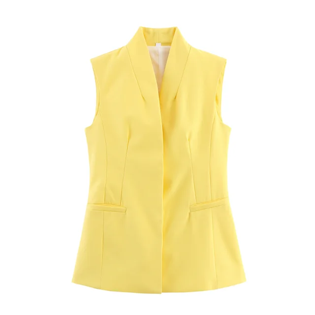 Summer New Solid Color Single breasted Sleeveless V neck Vest Top Vest - Shop at LoveMi
