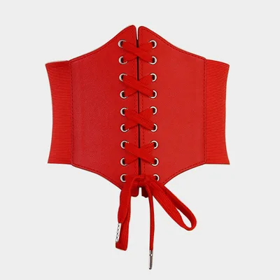 Summer Retro Fashion Tight Wide Waist Seal Women's Elastic Stretch Belt Red - Shop at LoveMi