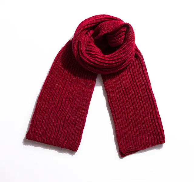 Korean Autumn And Winter Acrylic Solid Color Woolen Scarf Wine Red - Shop at LoveMi