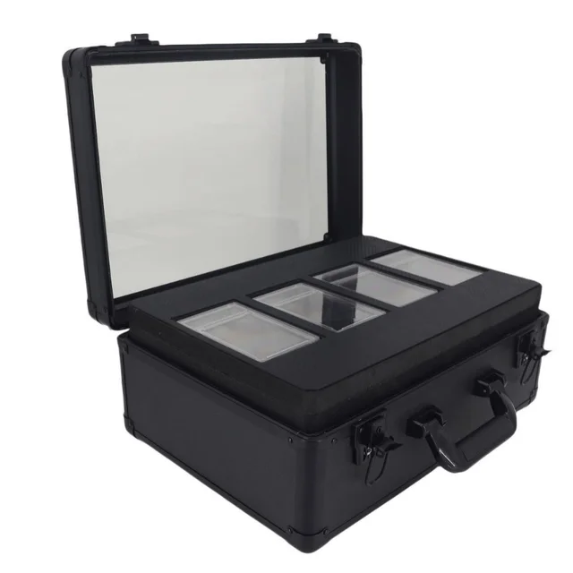 Aluminum Alloy Three slot Portable Strong Magnetic Brick Storage Box Black - Shop at LoveMi