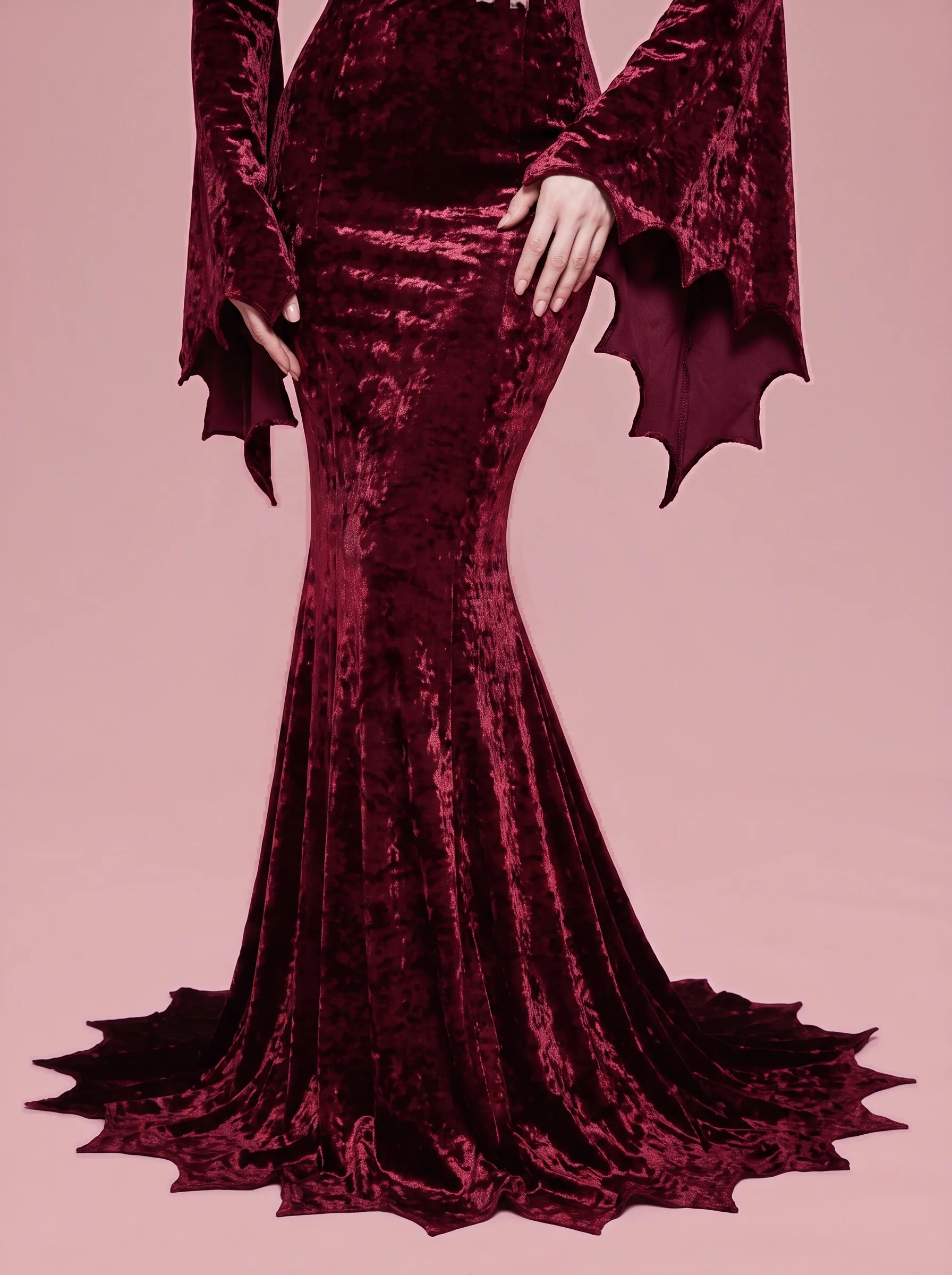 Gothic Vampire Costume Velvet Gown for Women - Dark Red - View 4