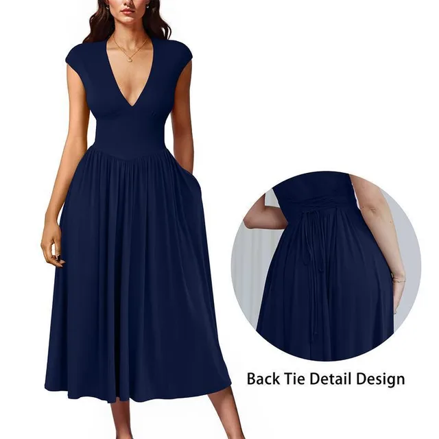 New Women's Summer Casual Short Sleeve Dress Navy - Shop at LoveMi