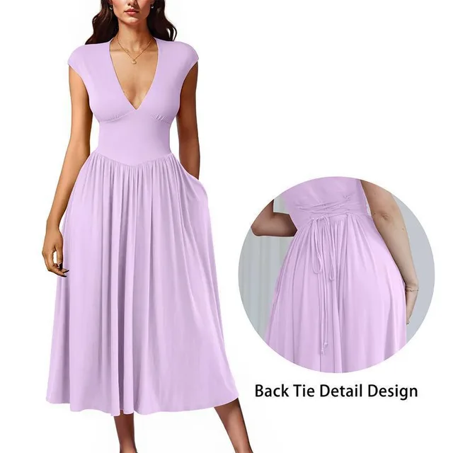 New Women's Summer Casual Short Sleeve Dress Violets - Shop at LoveMi