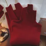 Slim Fit Turtleneck Base Thick Sweater For Women - Wine