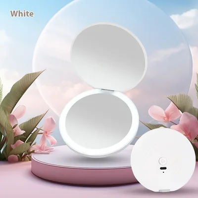 New Mini Portable LED Luminous Makeup Mirror White 2 Times Mirror - Shop at LoveMi