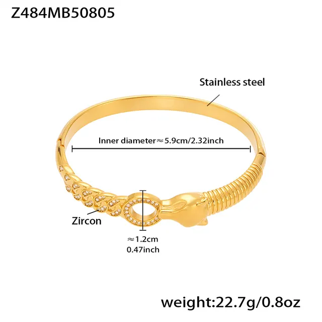 Stainless Steel Bamboo Full Zirconia Buckle Geometric Cross Bracelet Z484 Gold - Shop at LoveMi