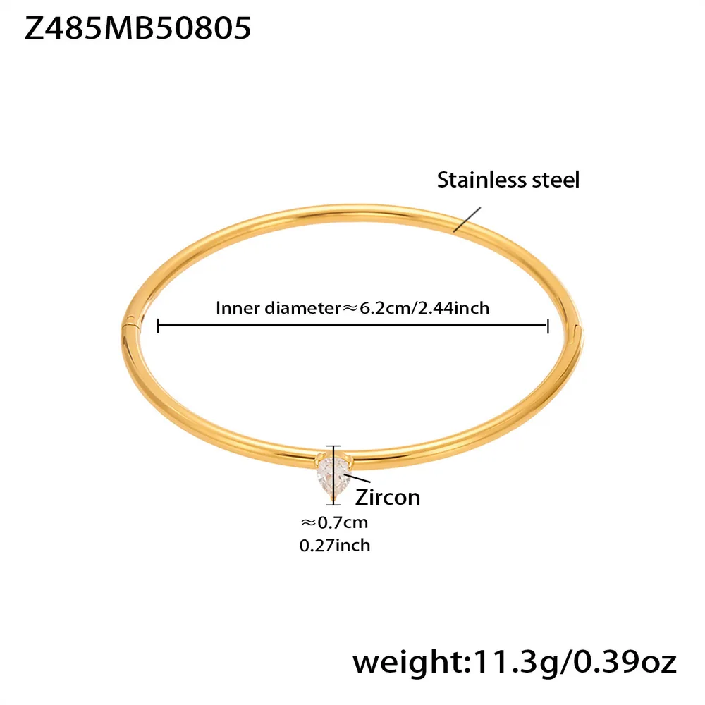 Stainless Steel Bamboo Full Zirconia Buckle Geometric Cross Bracelet Z485 Gold - Shop at LoveMi