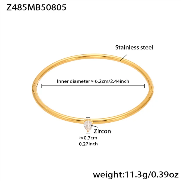 Stainless Steel Bamboo Full Zirconia Buckle Geometric Cross Bracelet Z485 Gold - Shop at LoveMi