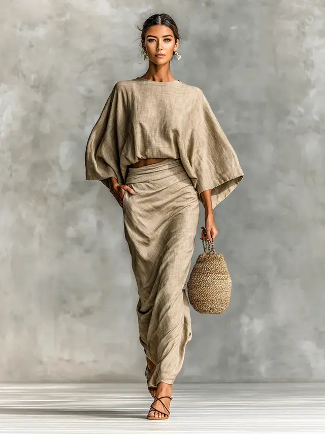 European And American Elegant Women's Clothing Autumn New High Waist Long Skirt Suit Apricot - Shop at LoveMi
