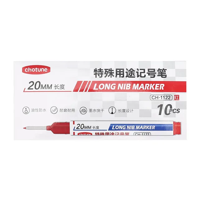 Waterproof Quick drying Woodworking Tile Marker 20mm Long Pen Head Red - Shop at LoveMi
