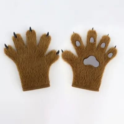 Handmade Cat's Paw Gloves Plush Meat Pad Cat Palm Props Brown Gray - Shop at LoveMi