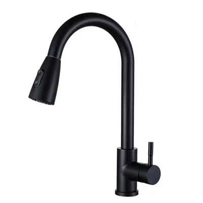 Household Stainless Steel Pull out Kitchen Faucet Elegant Black - Shop at LoveMi