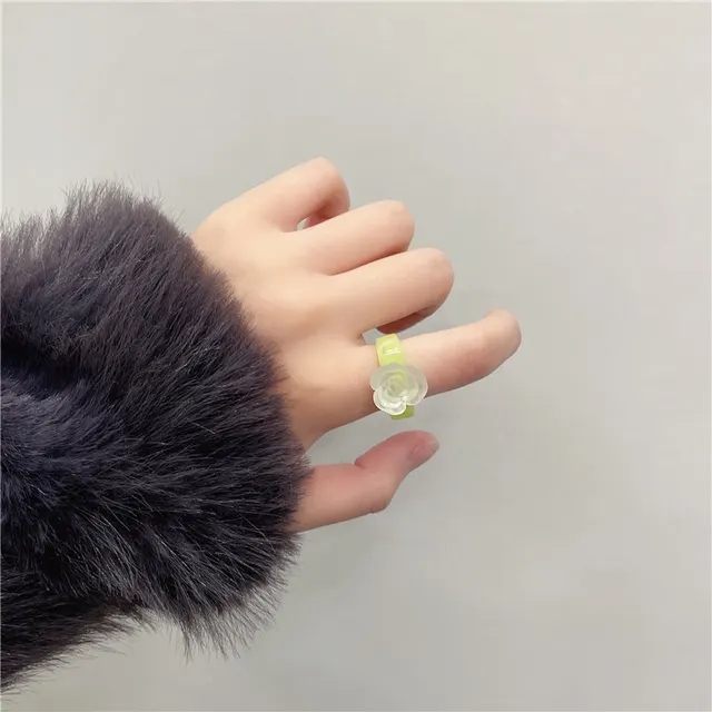Original Design Colorful XINGX Ring For Women Green Ring Transparent Rose - Shop at LoveMi