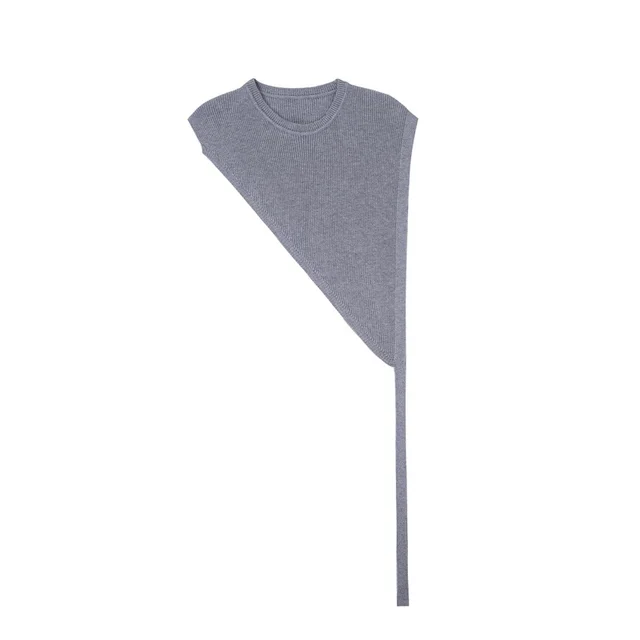 Thin Outer Match Shirt Short Sleeve Triangle Knitted Shawl Gray - Shop at LoveMi