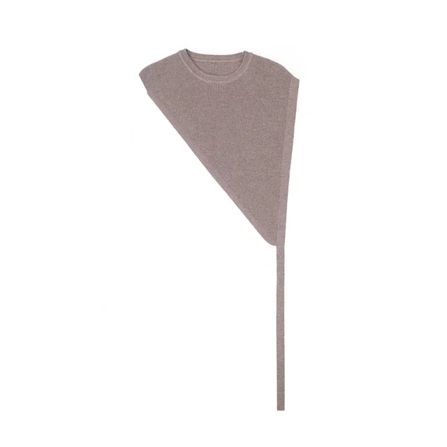 Thin Outer Match Shirt Short Sleeve Triangle Knitted Shawl Light Brown - Shop at LoveMi
