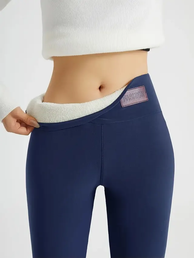 Simple Solid Color Casual Thickening Sports Leggings Navy Blue - Shop at LoveMi
