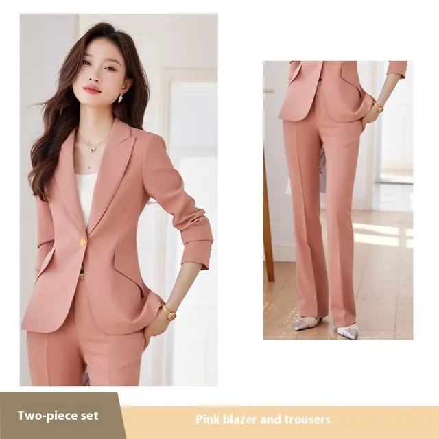 High Sense Business Temperament High end And Fashionable Formal Wear Ladies Pink Set - Shop at LoveMi
