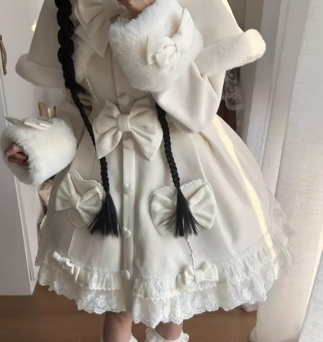 Women's Sweet Cute Winter Bow Coat Green - Shop at LoveMi