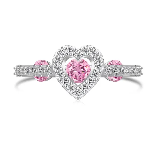 European And American Hot S925 Sterling Silver Ring For Women Pink Diamond - Shop at LoveMi