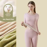 Cashmere Silk Warm Suit Women's Thickened Long Johns Slim Bottoming - Honey Powder-3Xl