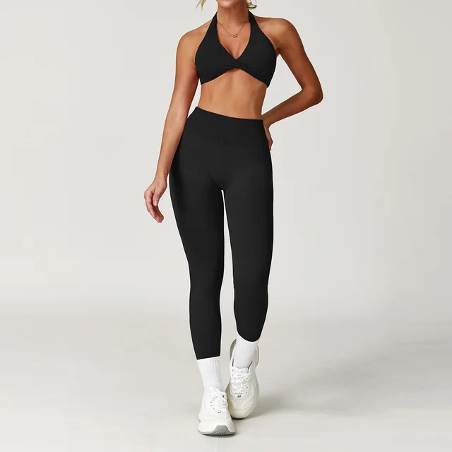 Winter Tight Beauty Back Yoga Suit Quick drying Workout Clothes Outdoor Running Sports Suit Female 8503 Black - Shop at LoveMi