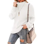 Half Turtleneck Plus Size Batwing Long Sleeve Pullover Loose Sweater - White