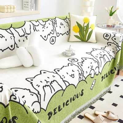 Thickened Waffle Anti scratching Sofa Towel Full Covered One Piece Green - Shop at LoveMi
