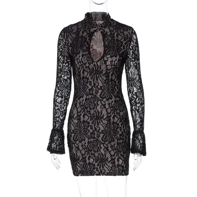 Summer Fashion Sexy Lace Cutout Dress Black - Shop at LoveMi