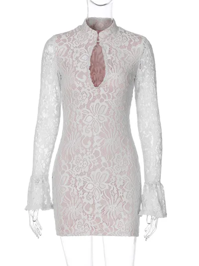 Summer Fashion Sexy Lace Cutout Dress White - Shop at LoveMi