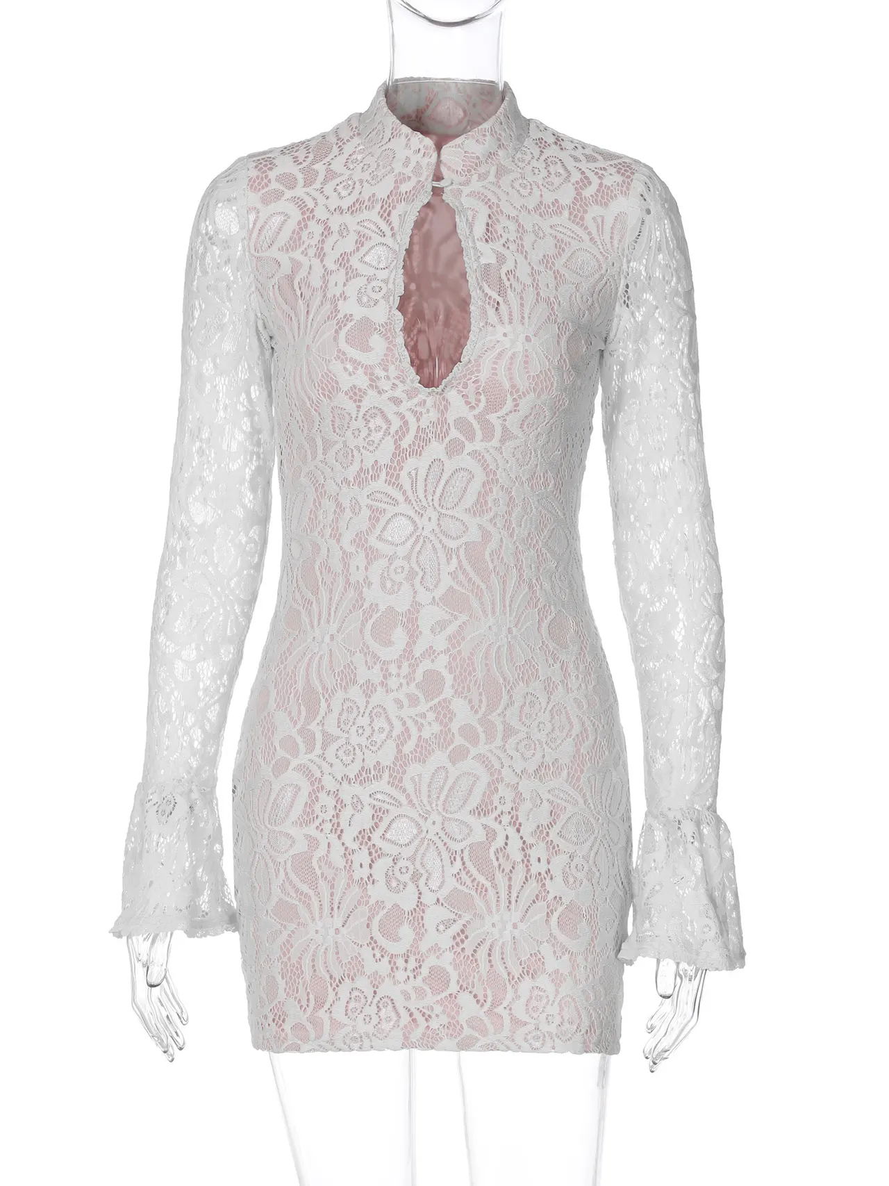 Summer Fashion Sexy Lace Cutout Dress - White