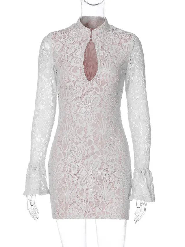Summer Fashion Sexy Lace Cutout Dress White - Shop at LoveMi