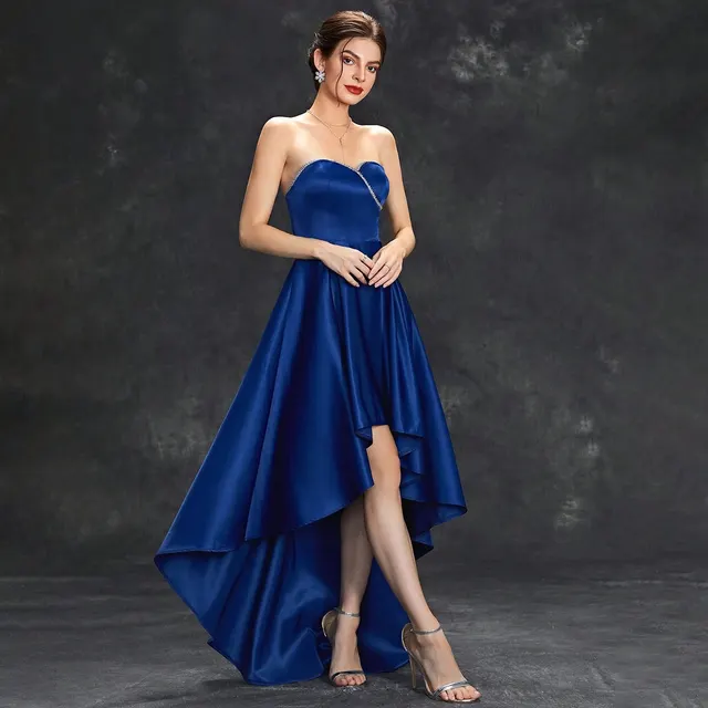 Short Front And Long Back Dress Tube Top Ball Dress Blue - Shop at LoveMi
