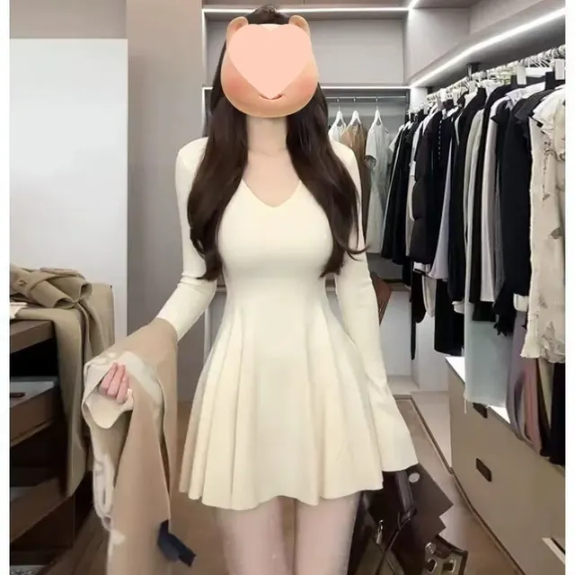 Slimming Elegant Slim Waist Short Dress Apricot Beige - Shop at LoveMi