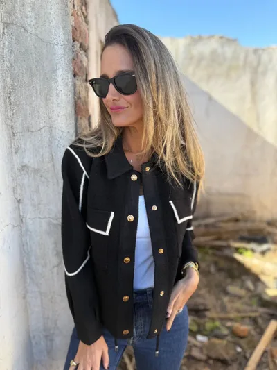 Temperament Commute Woolen Coat Women's Fall And Winter Lapels Fastener Decoration Short Jacket Black - Shop at LoveMi