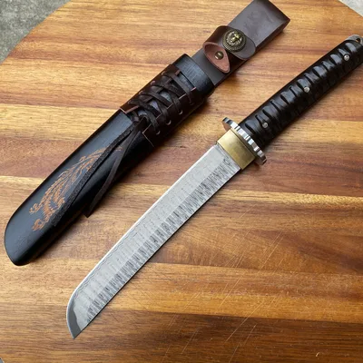 Damascus Wooden Sheath Knife Keel Integrated Outdoor Camping Climbing Knife Damascus Steel - Shop at LoveMi