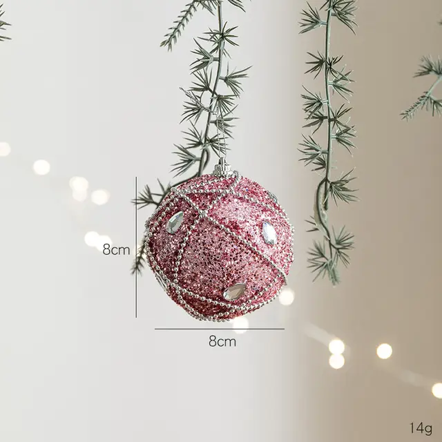 Christmas Decorative 8CM Foam Ball Pendant Pink Foam Ball D Style - Shop at LoveMi