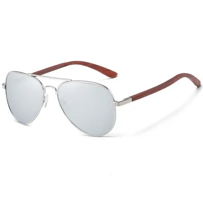 Fashion UV Protection Bamboo Sunglasses Silver Strip - Shop at LoveMi