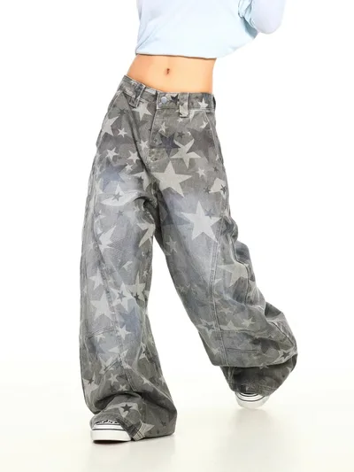 Wide Leg Jeans Women's High Waist Loose Camouflage Cargo Pants Camouflage Color - Shop at LoveMi