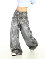 Wide Leg Jeans Women's High Waist Loose Camouflage Cargo Pants - Camouflage Color - View 1