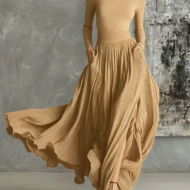 Elegant Retro Light Luxury Slim Fit Gentle Niche Dress Women Camel - Shop at LoveMi