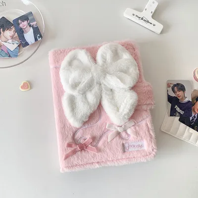 Four grid Bow Plush Album Girl Star Chasing Storage Book Pink Shell - Shop at LoveMi