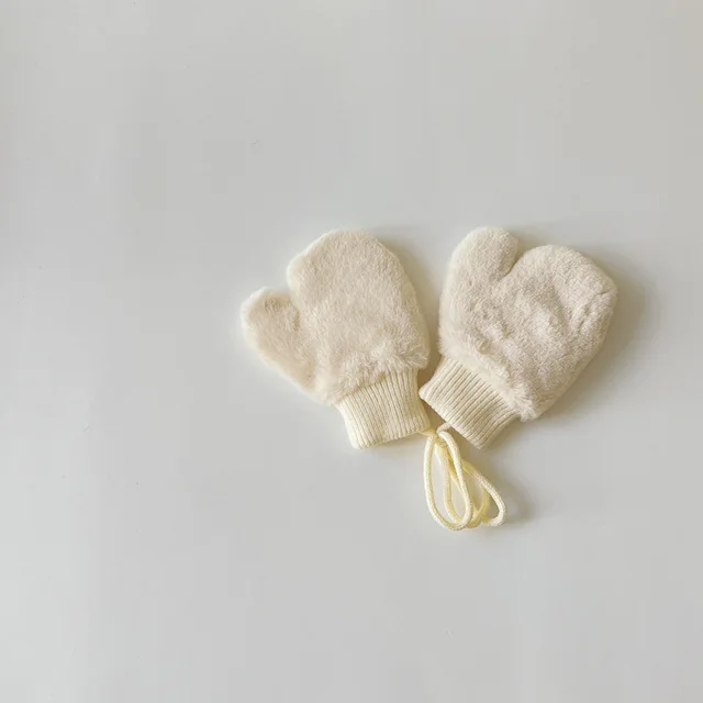 Fleece lined Warm Finger Halter Baby Gloves Beige - Shop at LoveMi