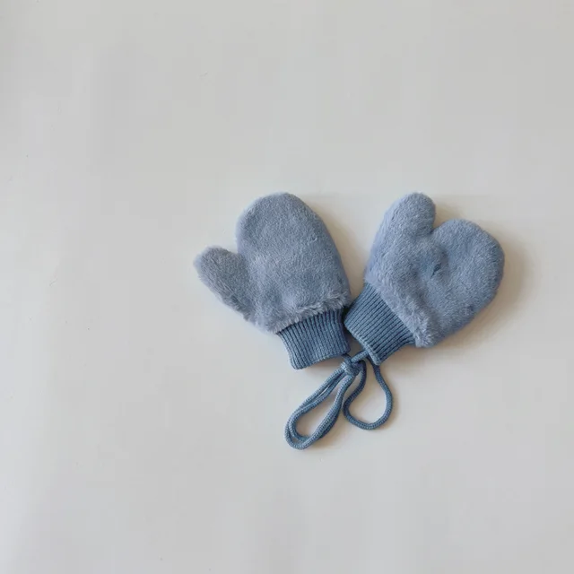 Fleece lined Warm Finger Halter Baby Gloves Blue - Shop at LoveMi