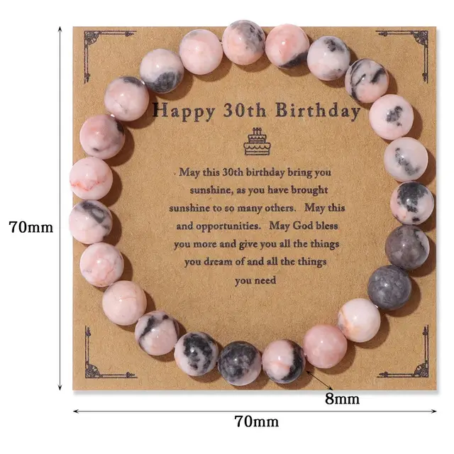 Birthday Card Men's Natural Stone Beads Elastic String Bracelet Fk2124 - Shop at LoveMi