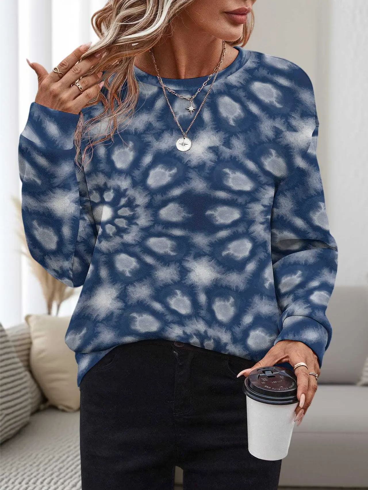 Women's 3D Printed Round Neck Pullover Leisure Loose Sweater - Wa32Jl050717Y611