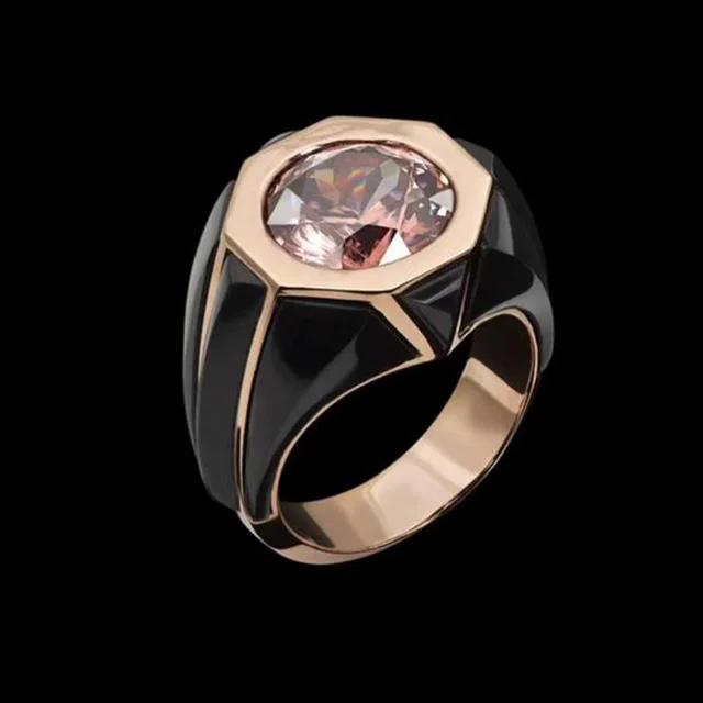 Fashion Octagonal Drop Oil Ring Pink Gem Ornament Women's Simple Temperament White - Shop at LoveMi