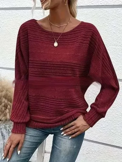 Women's Round Neck Splicing Pullover Top T shirt Wine Red - Shop at LoveMi